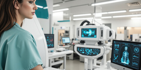 AI-Powered Healthcare Predictive Diagnostics Visual concept of AI-powered healthcare for predictive diagnostics, AI algorithms analyzing patient data to predict potential health risks