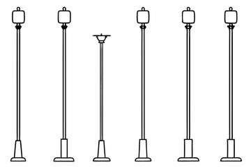 Naklejka premium street pole line art creative modern geometric urban style drawing