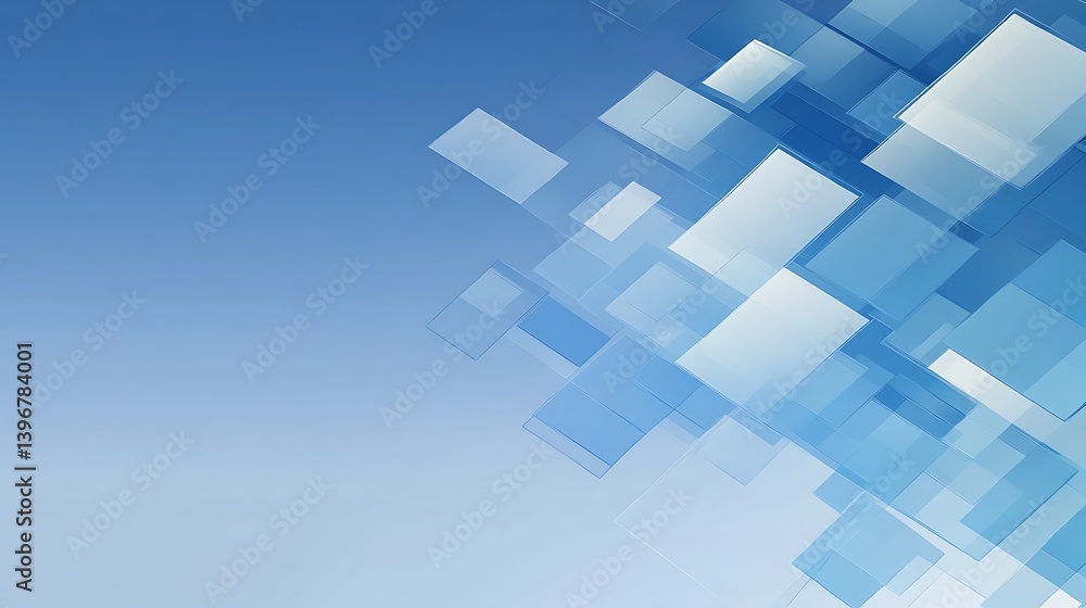 Aufkleber abstract blue background with translucent squares creating a modern digital aesthetic