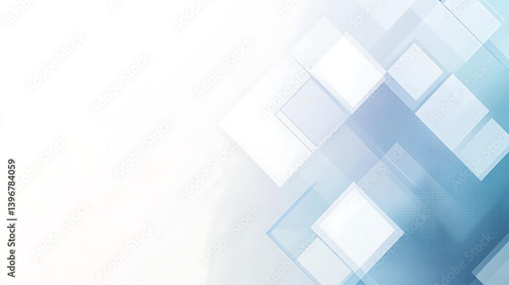 Aufkleber abstract geometric pattern with overlapping translucent squares in soft blue tones on a light backgr