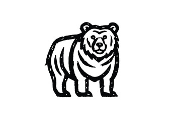 bear silhouette isolated on white background Bear icon modern symbol Sketch Hand drawn single line art use for logo illustration style.