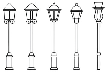 Streetlamp line art illustration beautiful nighttime sketch design