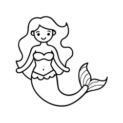 mermaid icon, mermaid line art - simple line art of mermaid, perfect for mermaid logos and icons