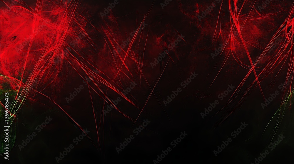 Poster abstract red and green swirling patterns on a dark background, creating a vibrant, dynamic atmospher