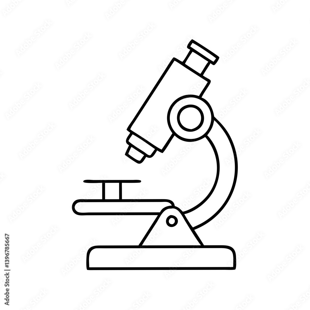 Poster microscope icon, microscope line art - simple line art of microscope, perfect for microscope logos a