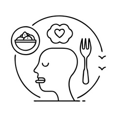 mindfuleating icon, mindfuleating line art - simple line art of mindfuleating, perfect for mindfuleating logos and icons
