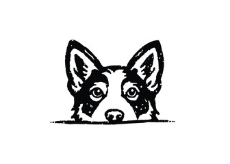 Cute puppy with too cute Vector premium illustration of cute dog hiding logo isolated on white background