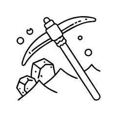 miningpickaxe icon, miningpickaxe line art - simple line art of miningpickaxe, perfect for miningpickaxe logos and icons