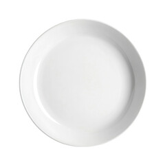 A pristine white plate centered on a neutral background, ideal for food photography or dining presentations