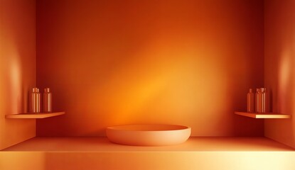 Abstract orange gradient background with blurred edges, soft light, and shadow effect. Background for product display in a studio. Vector illustration design. Copy space, high quality, 8K resolution, 