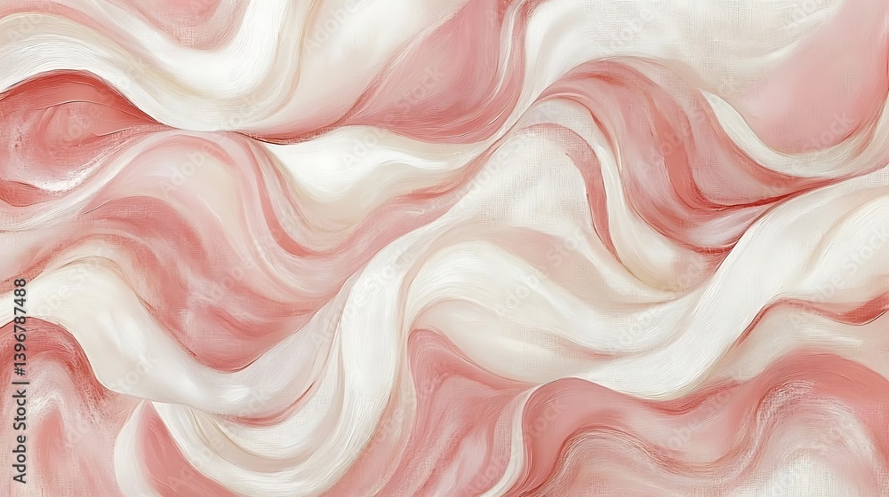 Poster abstract flowing waves of soft pink and white colors creating a serene and calming background