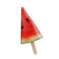 Sliced ripe watermelon Ice Cream Stick. Transparent summer fruit watermelon