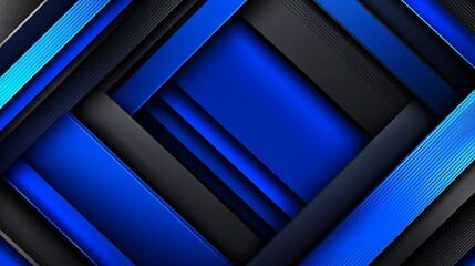 Obraz premium Abstract blue and black geometric background with layered patterns creating depth and texture