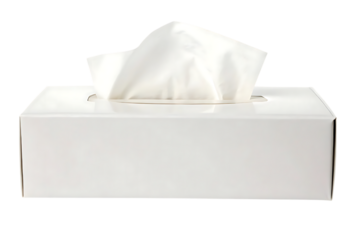 White tissue box with tissues isolated on transparent background