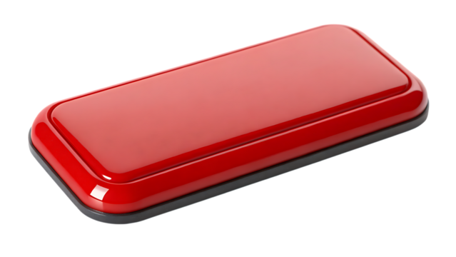 Red emergency button isolated on transparent background