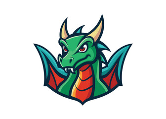 Red dragon tattoo design vector graphics, Red Chinese dragon silhouette .Dragon silhouette vector cartoon illustration
