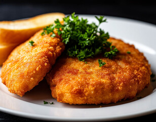 .Schnitzel on a plate, generated by AI
