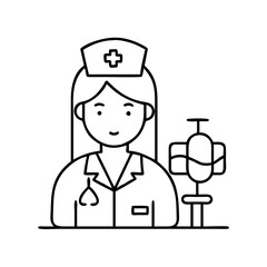 nurse icon, nurse line art - simple line art of nurse, perfect for nurse logos and icons
