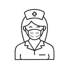 nurse icon, nurse line art - simple line art of nurse, perfect for nurse logos and icons