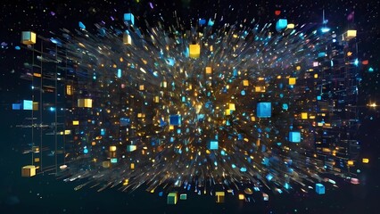 Obraz premium ゲーム背景 マトリクスサイバー空間のイメージ