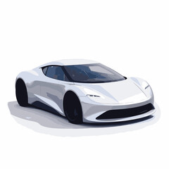 Futuristic silver car showcasing sleek design, minimalist elegance