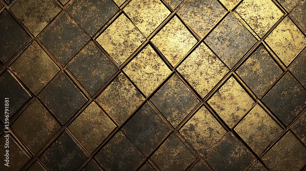 Poster textured golden and dark patterned tiles creating a luxurious wall backdrop in an elegant setting