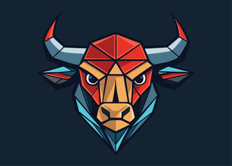Vintage strong red bull head. African bull head mascot logo. Bull head logo template vector icon illustration design.