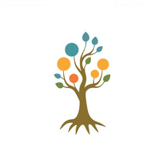 Fototapeta premium Stylized family tree symbolizing connections and heritage, minimal design