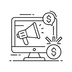 paidads icon, paidads line art - simple line art of paidads, perfect for paidads logos and icons