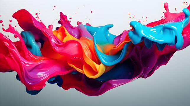 A vibrant explosion of colorful paint celebrating creativity and joy against a neutral backdrop.