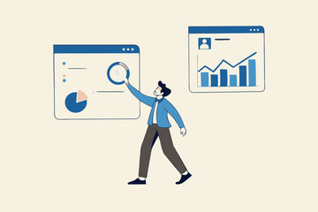 Fototapeta premium Self-service software or application to help users get results themselves, online help or assistance, resource management, or an electronic automated report co businessman using self-service software.