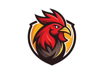 Roster or Chicken logo icon, Abstract Rooster minimalist logo, Icon, element vector cartoon illustration