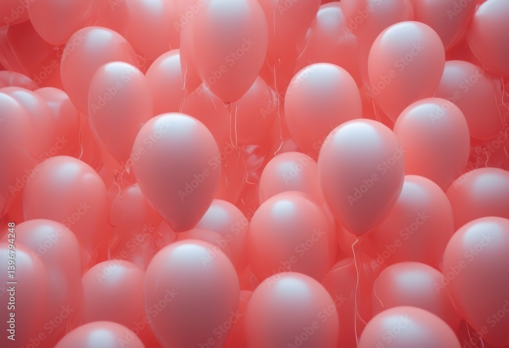 Poster rendering 3d coral balloons abstract background three-dimensional object render elegant model room e