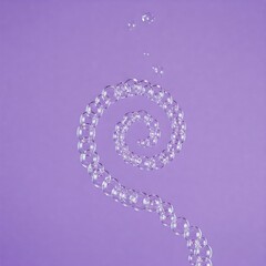 Naklejka premium Floating spiral of perfectly aligned bubbles on lilac background
