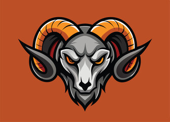 Skull with horn silhouette vector. Hand drawn goat skull doodle vector illustration.