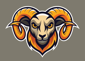 Skull with horn silhouette vector. Hand drawn goat skull doodle vector illustration.