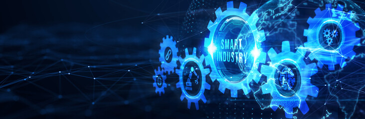 Smart industry 4.0 manufacturing technology concept. 3d illustration