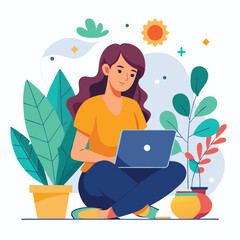 woman working with her laptop