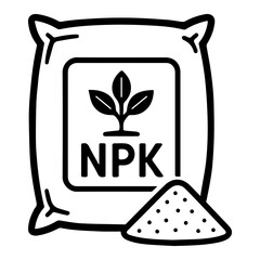 Black Line Icon of NPK Fertilizer Bag, with Granules