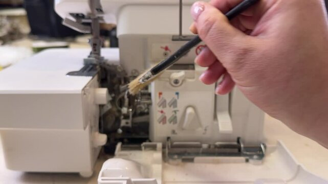 master clean the overlock sewing machine from dust