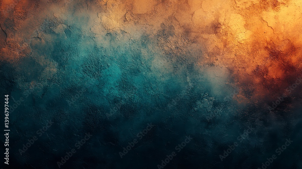 Aufkleber textured gradient teal merges into orange, creating an abstract painted surface