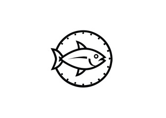 Vintage Fresh tuna fish silhouette for food market and seafood restaurant hand drawn stamp effect minimalist logo, Icon, element vector cartoon illustration