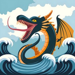 Leviathan monster in the sea