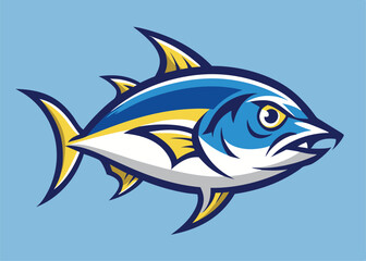 tuna fish concept for fishing logo and seafood branding vector icon isolated on white background