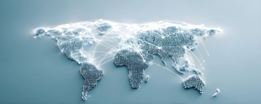 Technology bridging financial gaps, abstract futuristic world map connecting people via glowing payment lines, diverse financial nodes, inclusion through connectivity, digital empowerment