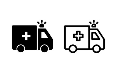 Ambulance icon vector illustration. ambulance truck sign and symbol. ambulance car