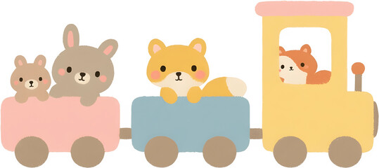 set of animals on a toy train