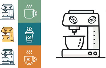 Coffee machine vector design, Coffee machine logo and icon design, Coffee machine Illustration vector design