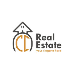 initial monogram logo for real estate With home shape creative design.
