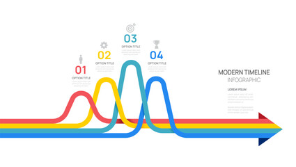 Infographics arrow line symbol timeline business 4 steps to success template.